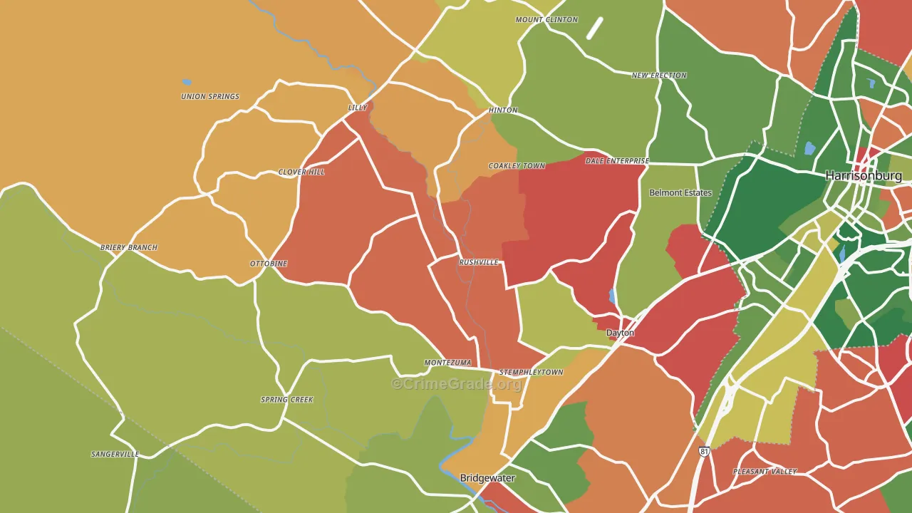 Dayton, VA Map of Drug-Related Crime Rates