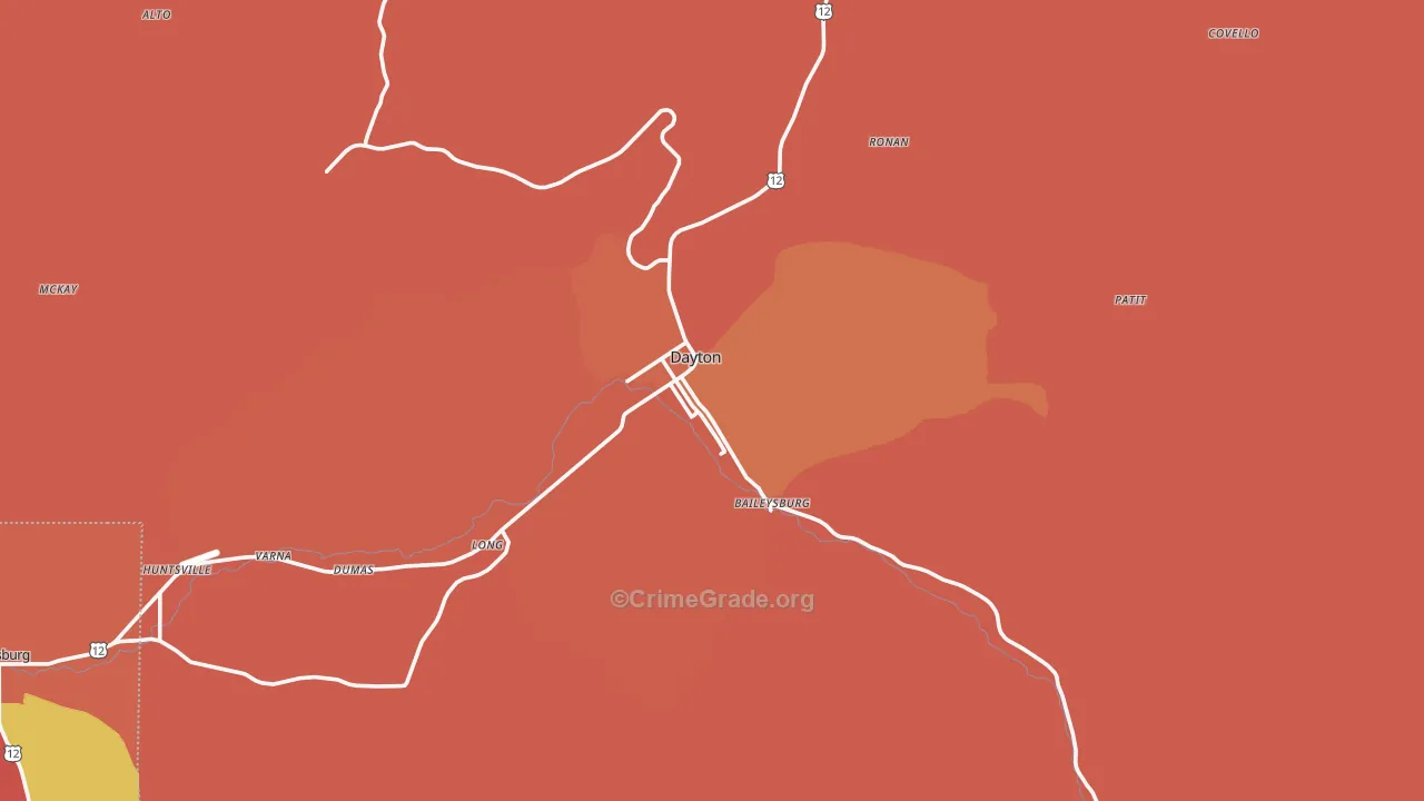 Dayton, WA Map of Drug-Related Crime Rates
