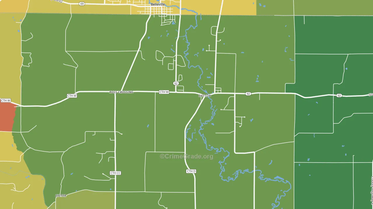 Dayton, WI Map of Drug-Related Crime Rates