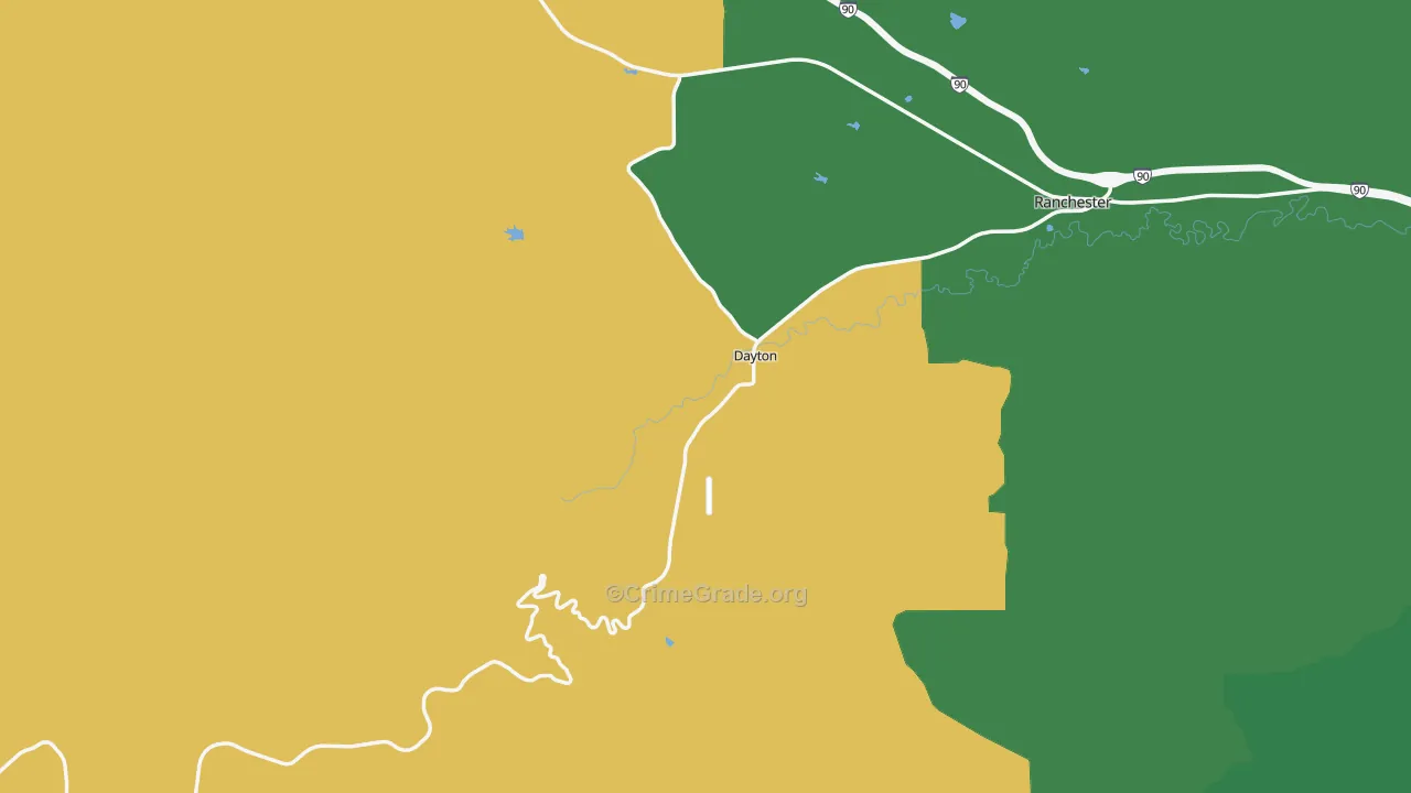 Dayton, WY Map of Drug-Related Crime Rates