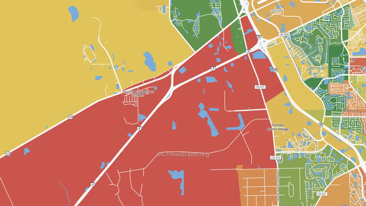 Daytona Highridge Estates, FL Map of Drug-Related Crime Rates