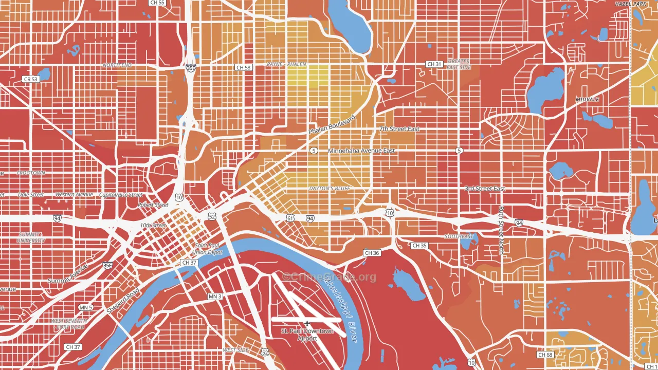 Dayton's Bluff, St. Paul, MN Map of Drug-Related Crime Rates