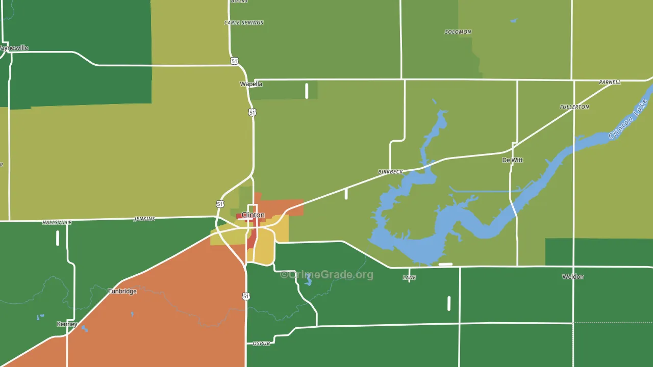De Witt County, IL Map of Drug-Related Crime Rates