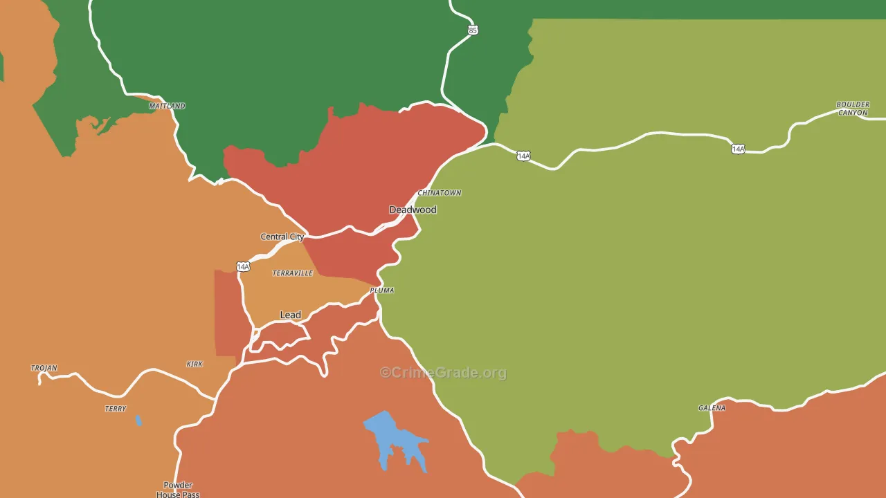Deadwood, SD Map of Drug-Related Crime Rates