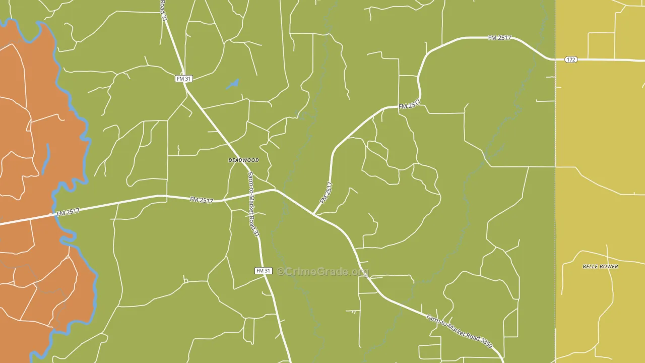 Deadwood, TX Map of Drug-Related Crime Rates