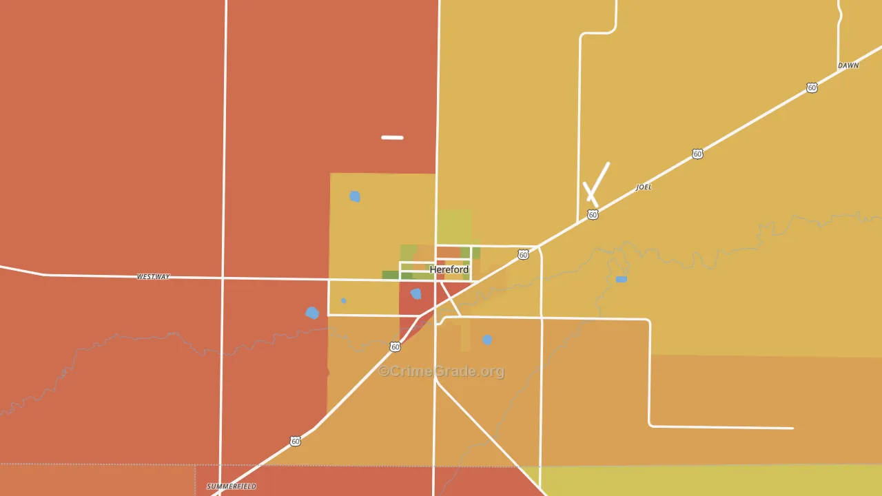 Deaf Smith County, TX Map of Drug-Related Crime Rates