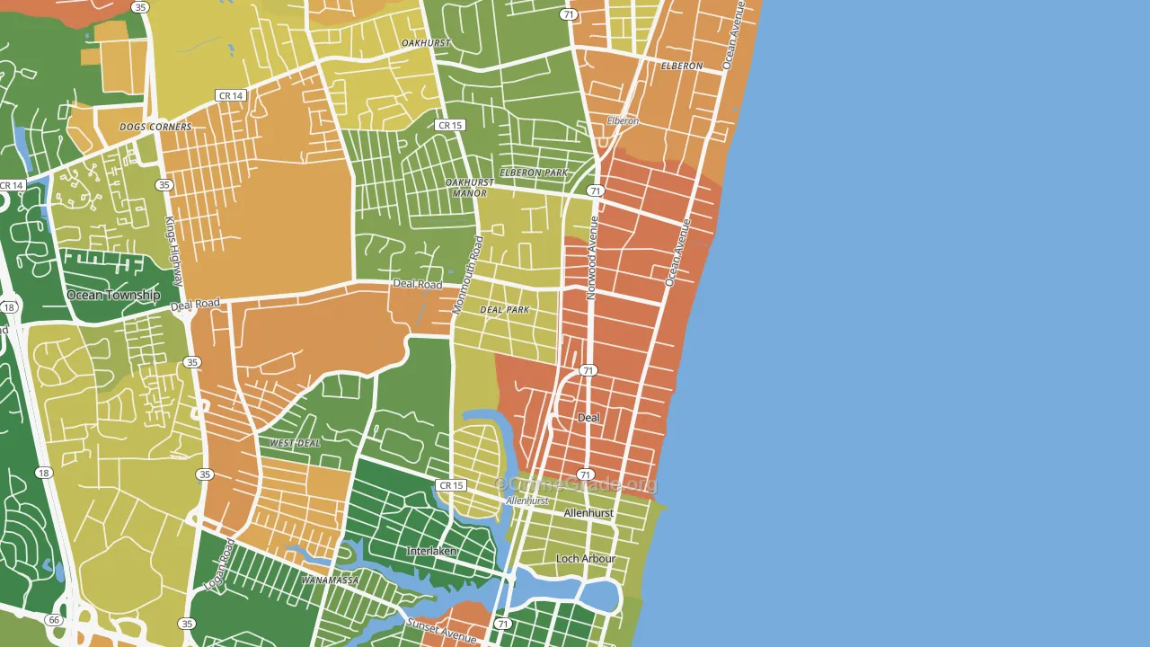 Deal, NJ Map of Drug-Related Crime Rates