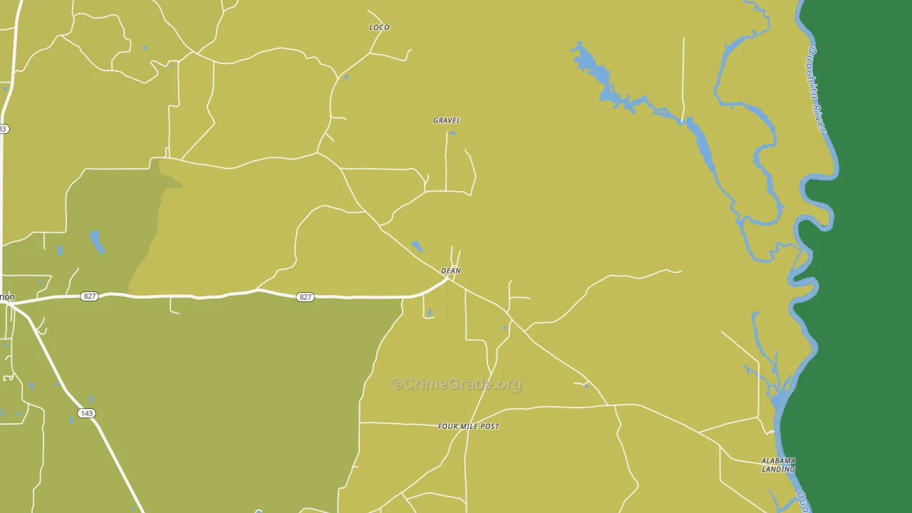 Dean, LA Map of Drug-Related Crime Rates