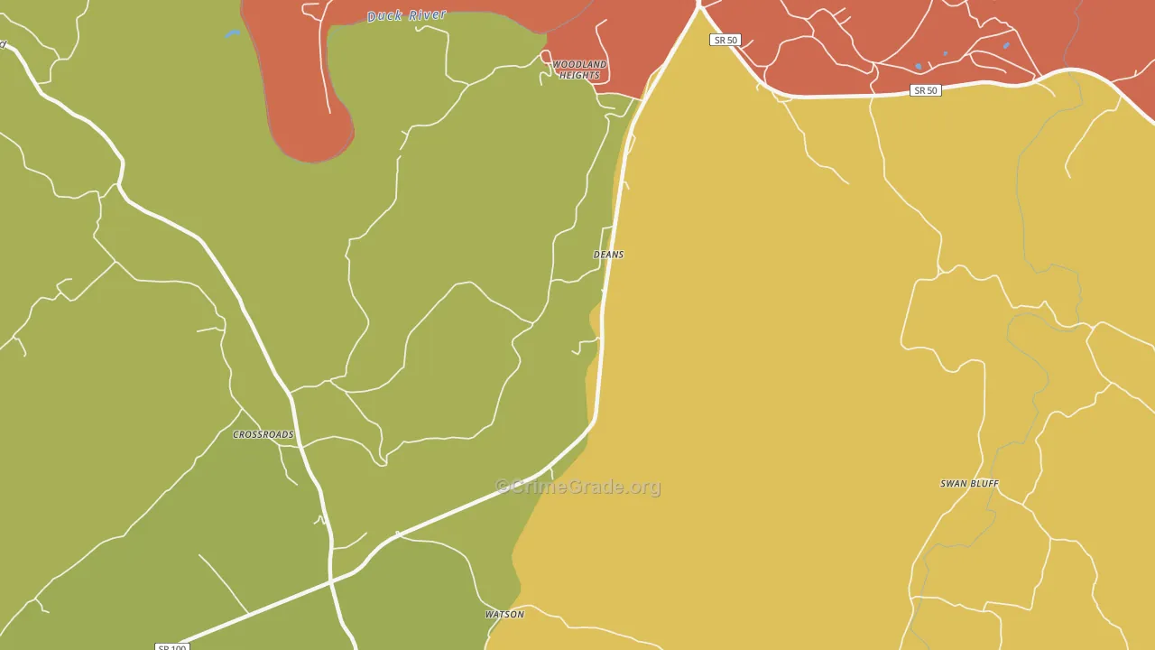 Deans, TN Map of Drug-Related Crime Rates