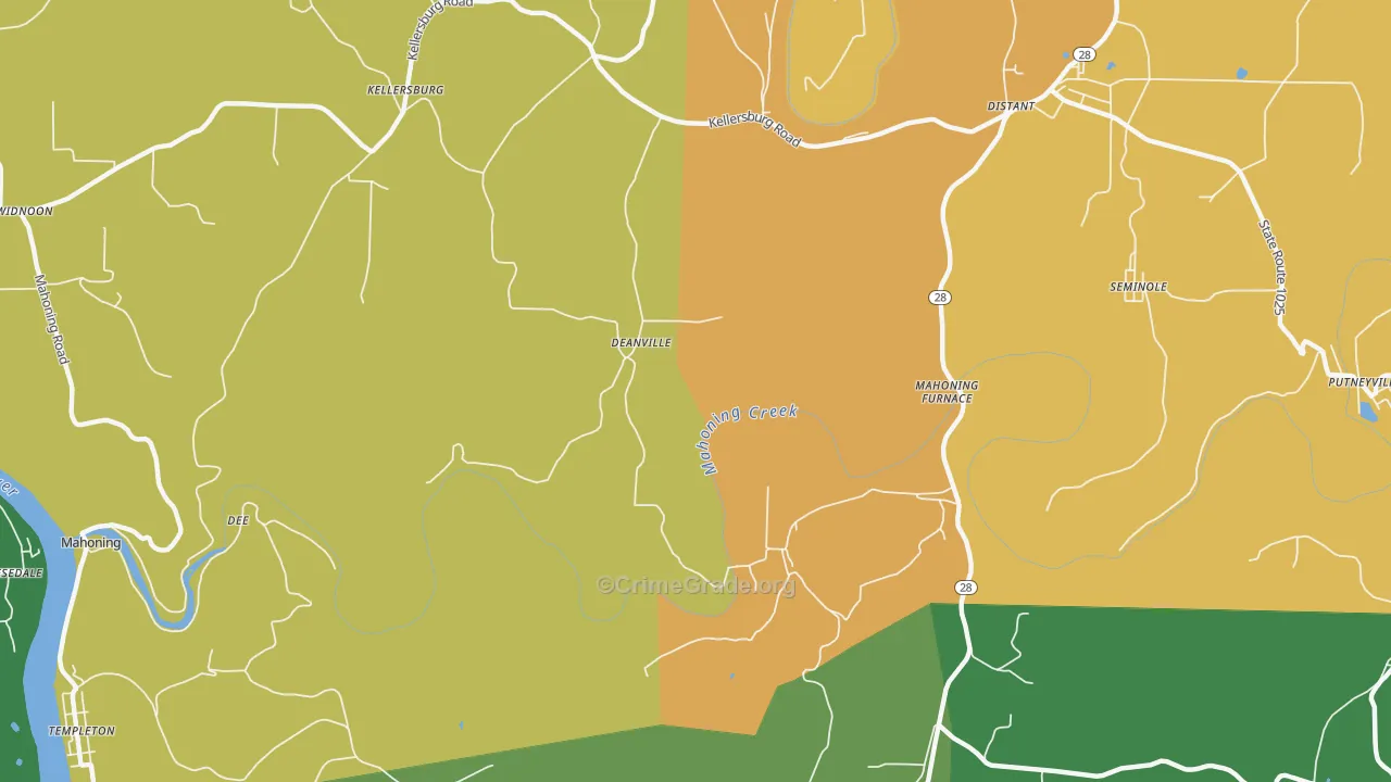 Deanville, PA Map of Drug-Related Crime Rates