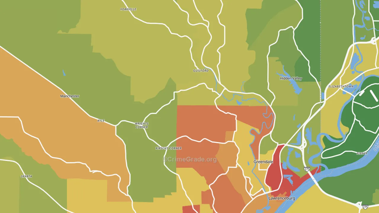 Dearborn County, IN Map of Drug-Related Crime Rates