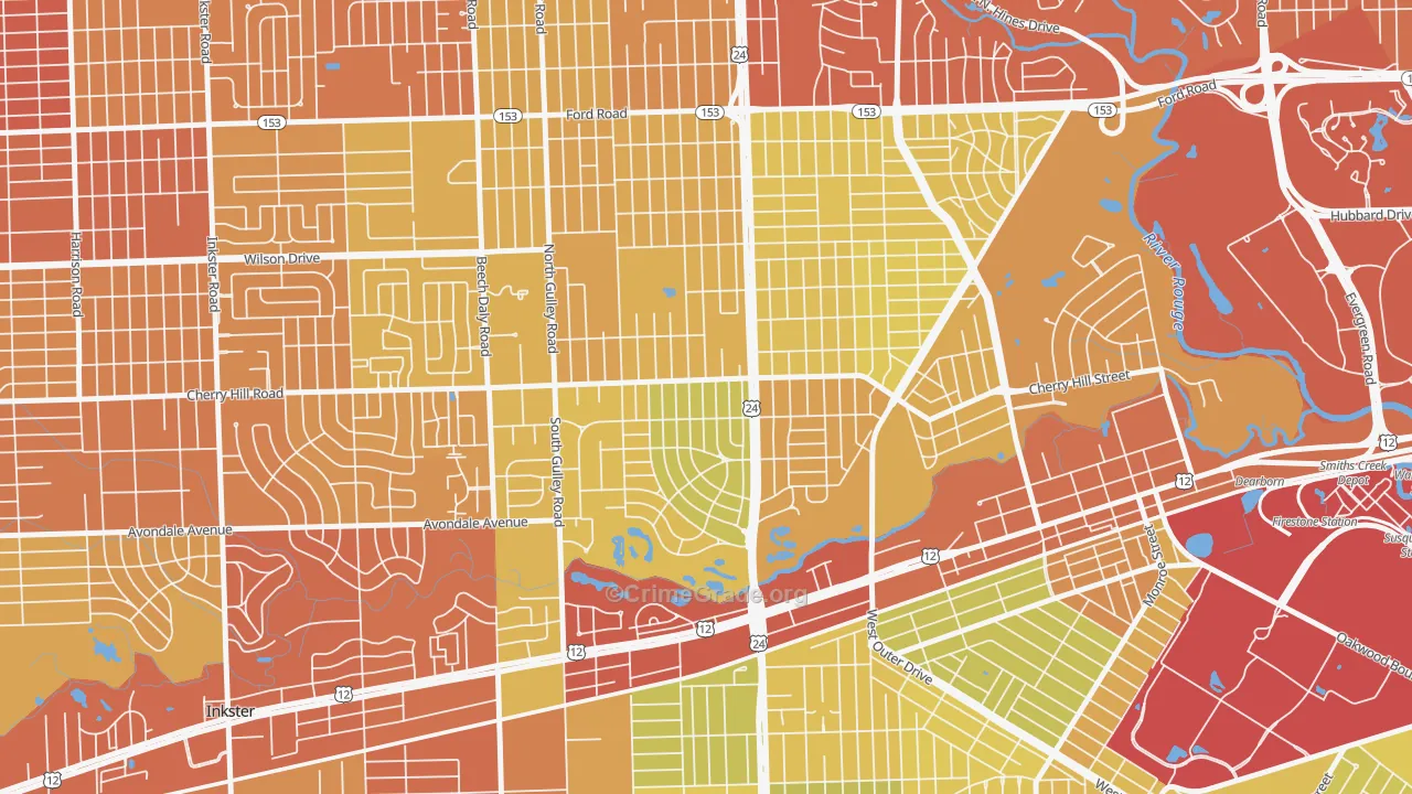 Dearborn Hills, Dearborn, MI Map of Drug-Related Crime Rates
