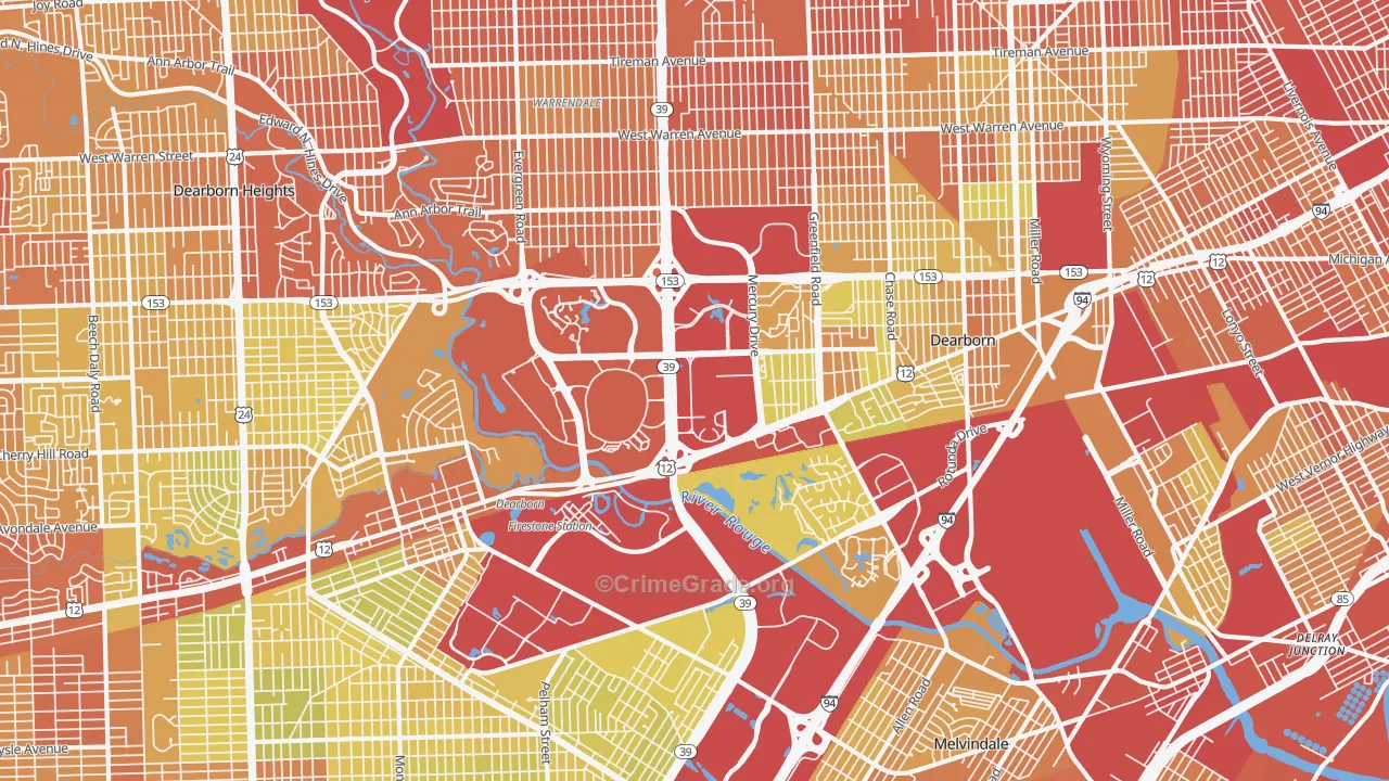 Dearborn, MI Map of Drug-Related Crime Rates