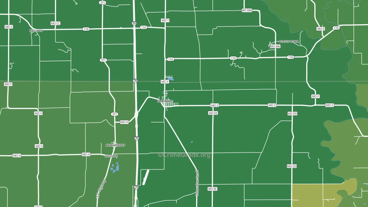 Dearborn, MO Map of Drug-Related Crime Rates