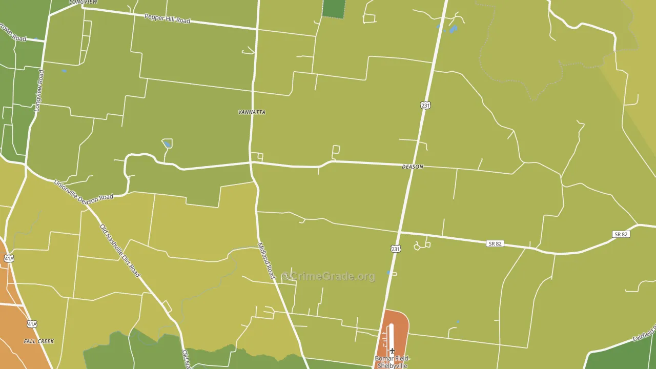 Deason, TN Map of Drug-Related Crime Rates