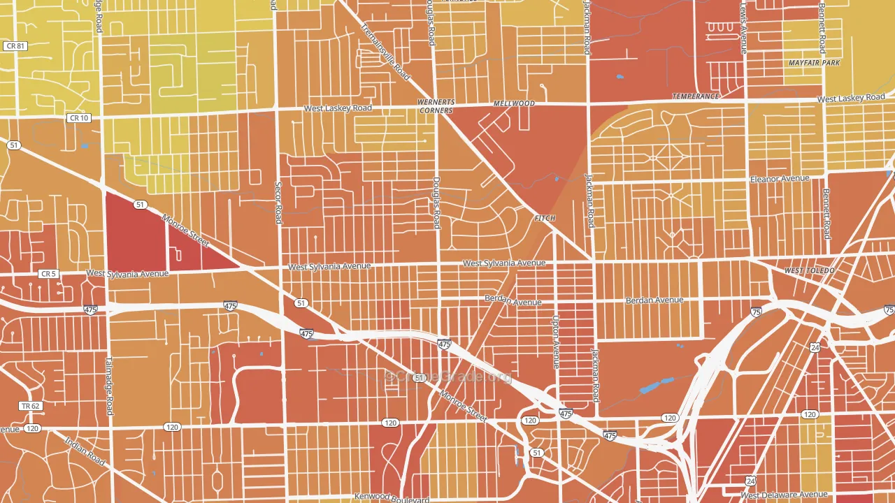 Deaveaux, Toledo, OH Map of Drug-Related Crime Rates