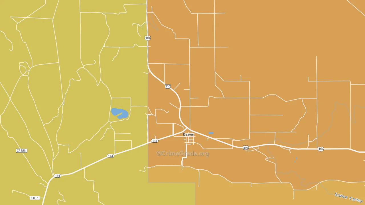 Deaver, WY Map of Drug-Related Crime Rates