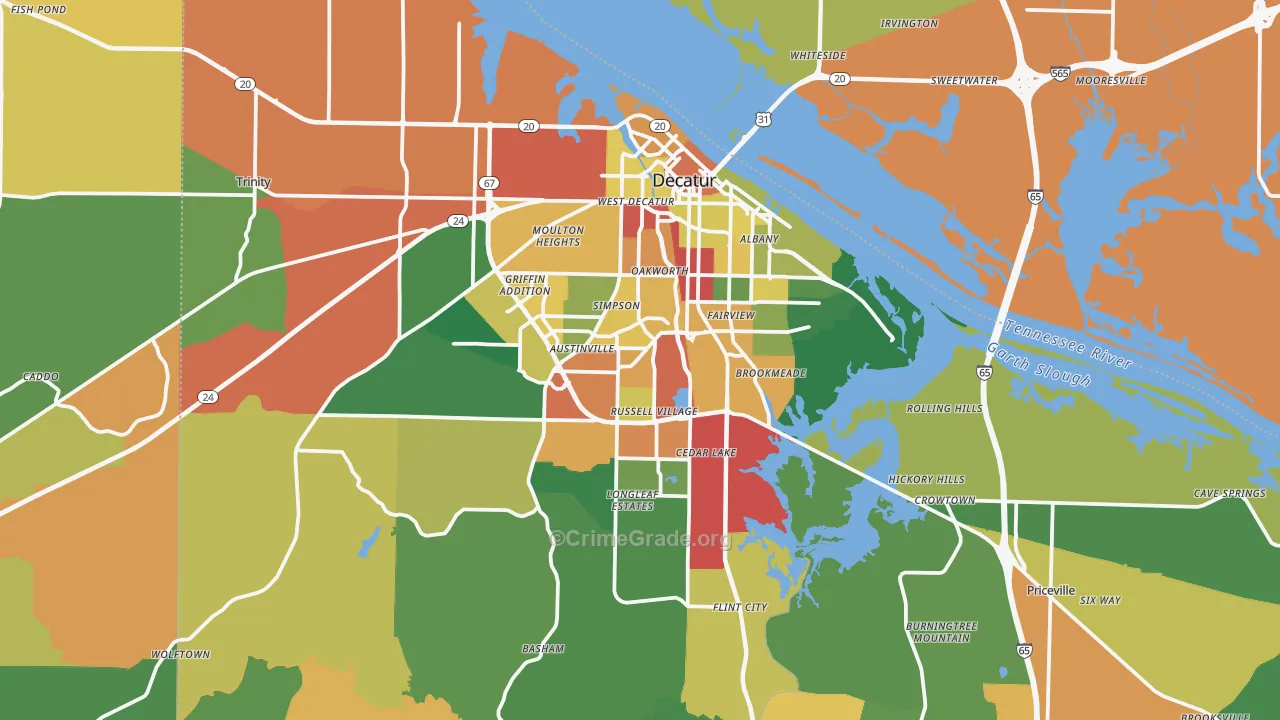 Decatur, AL Map of Drug-Related Crime Rates