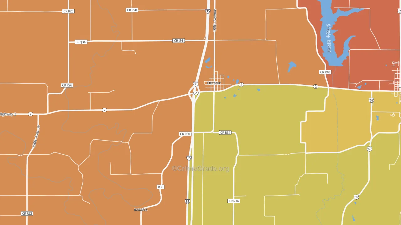 Decatur City, IA Map of Drug-Related Crime Rates