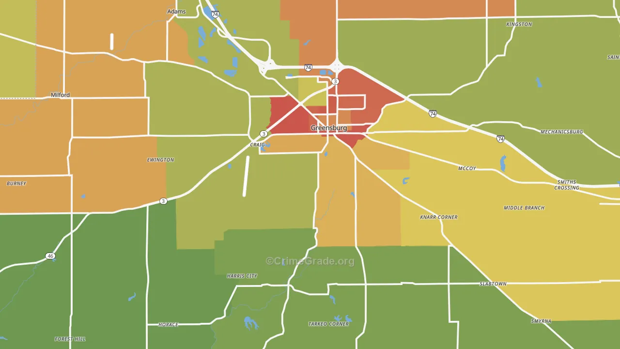 Decatur County, IN Map of Drug-Related Crime Rates