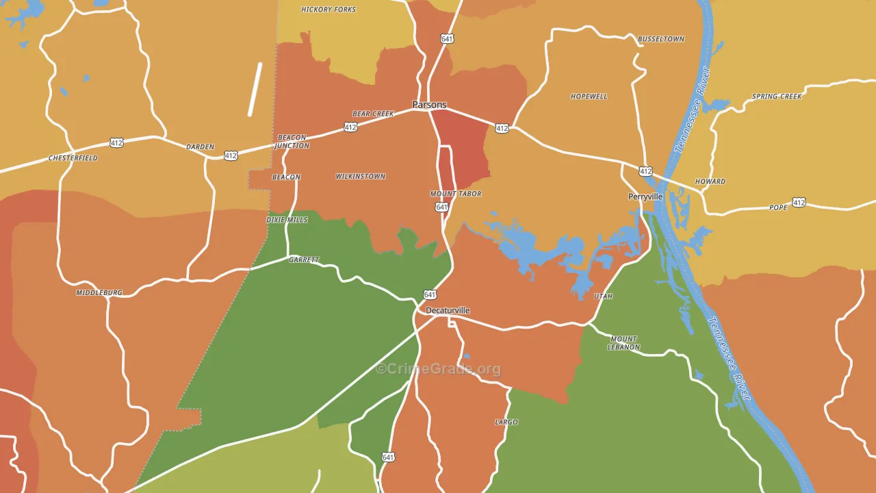 Decatur County, TN Map of Drug-Related Crime Rates