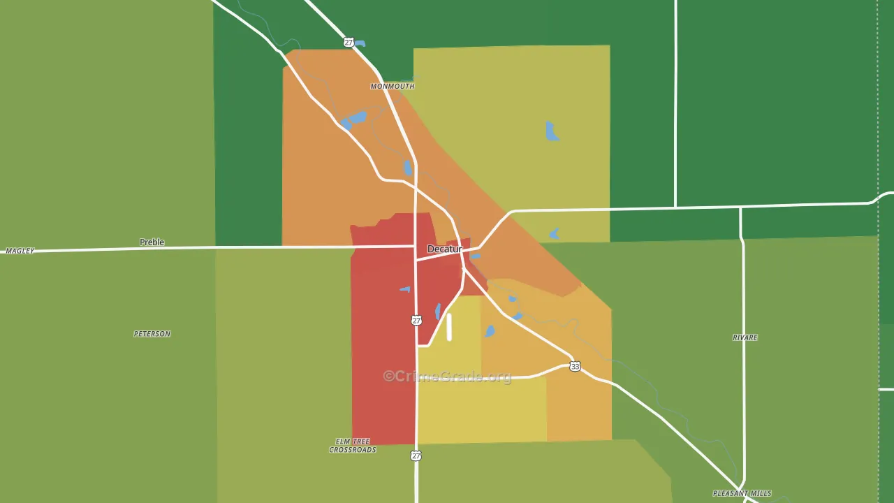 Decatur, IN Map of Drug-Related Crime Rates