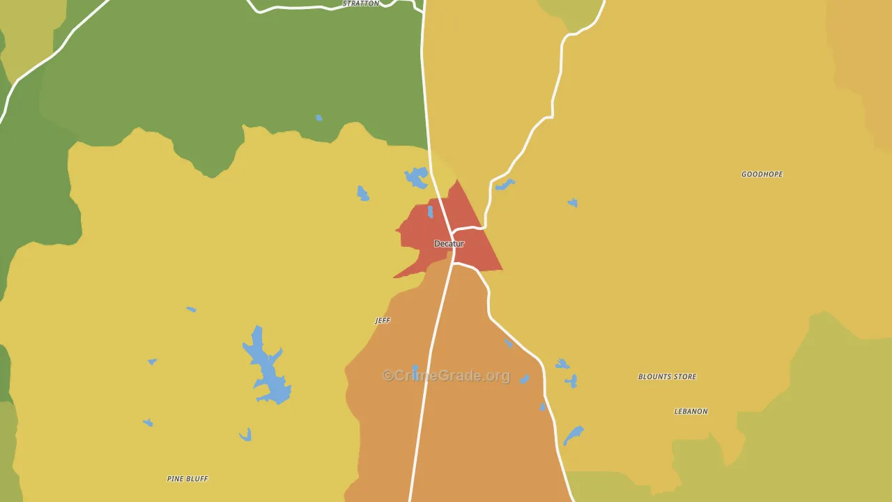 Decatur, MS Map of Drug-Related Crime Rates