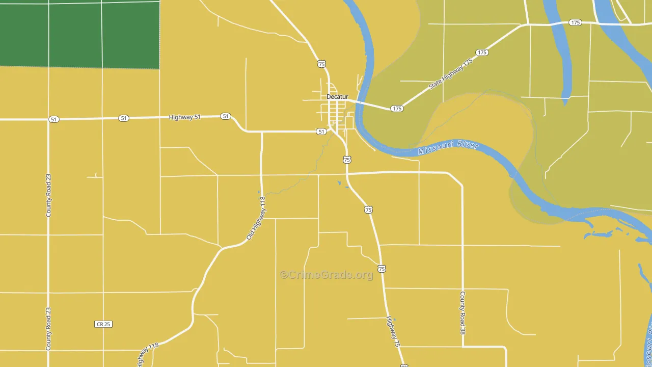 Decatur, NE Map of Drug-Related Crime Rates