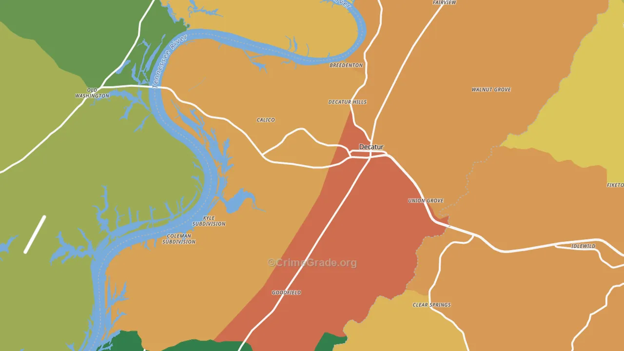 Decatur, TN Map of Drug-Related Crime Rates