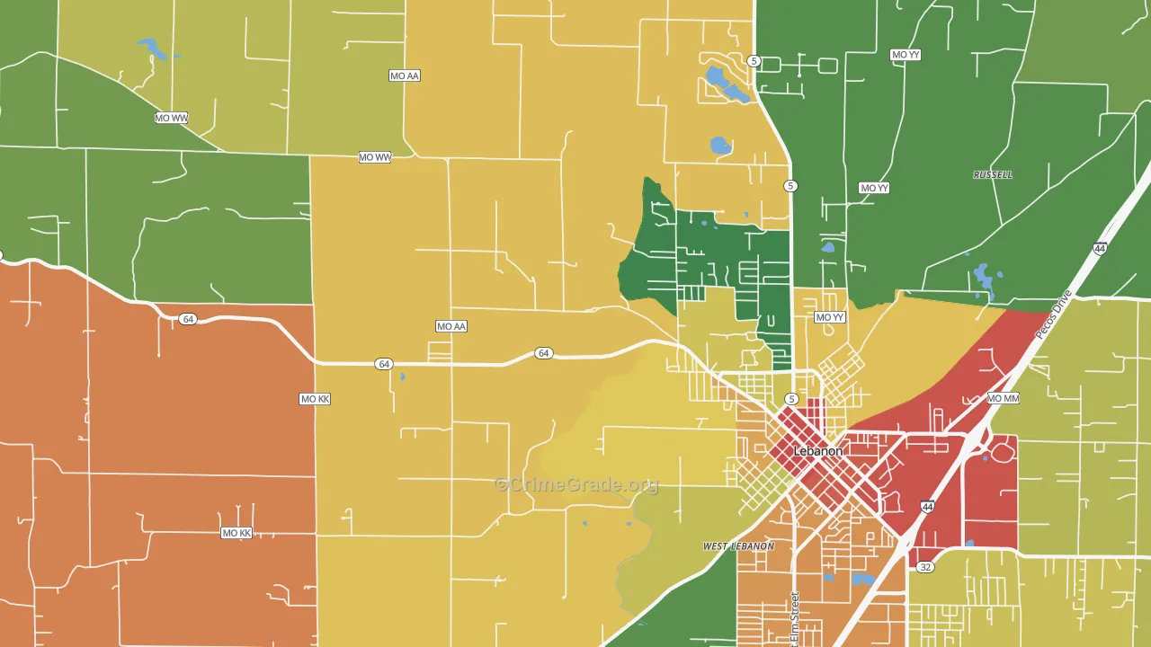 Decaturville, MO Map of Drug-Related Crime Rates