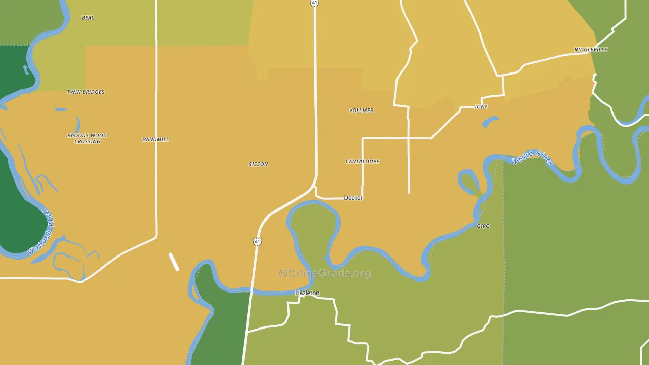 Decker, IN Map of Drug-Related Crime Rates