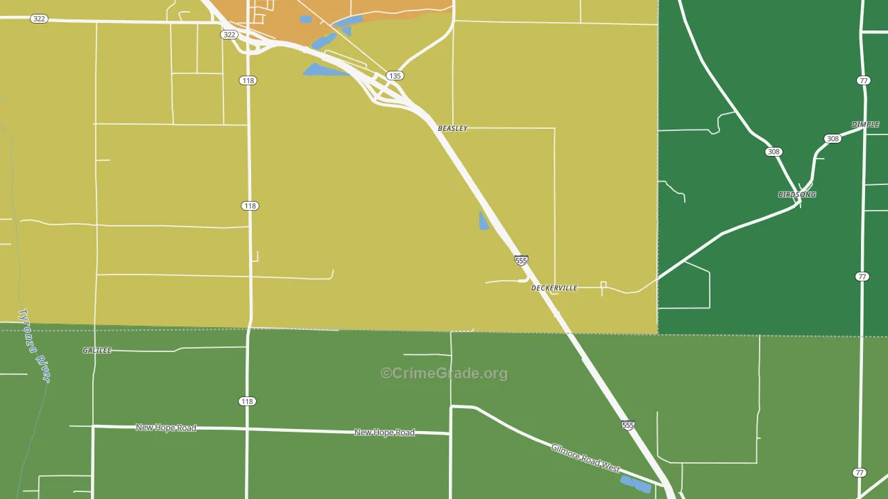 Deckerville, AR Map of Drug-Related Crime Rates