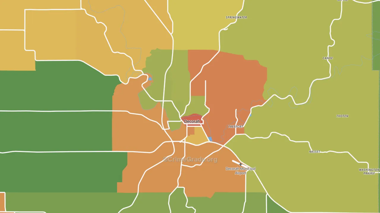 Decorah, IA Map of Drug-Related Crime Rates