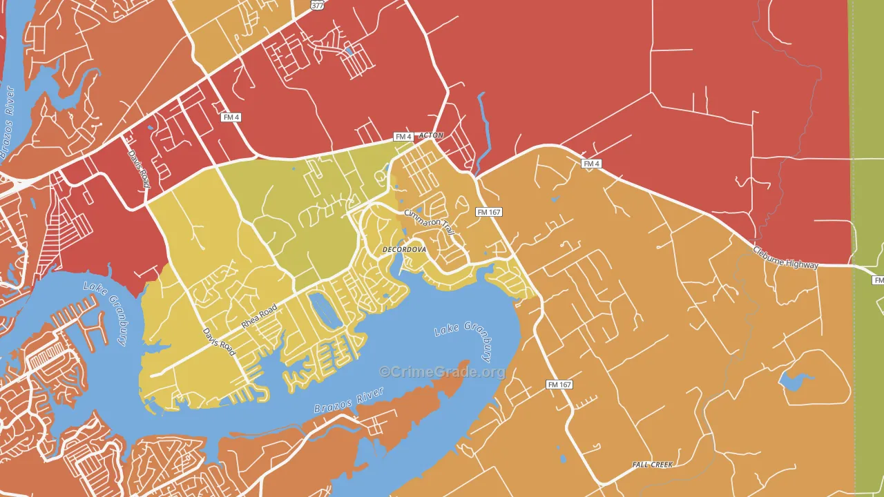 DeCordova, TX Map of Drug-Related Crime Rates