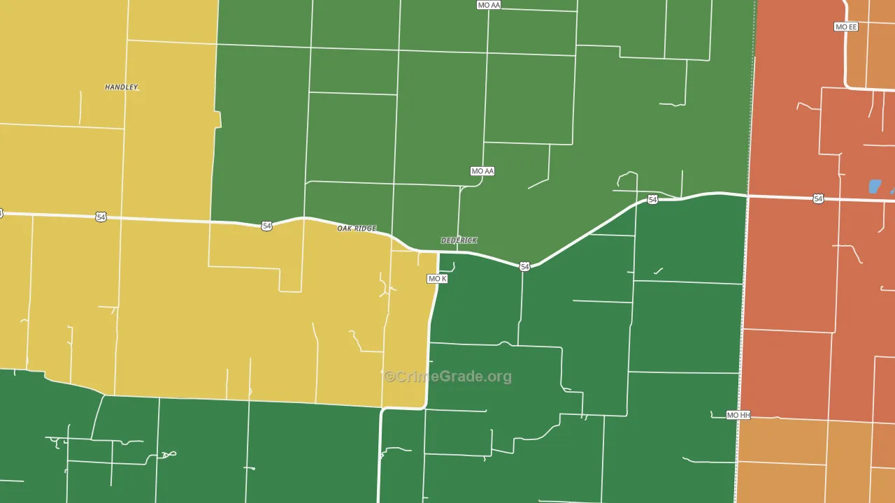 Dederick, MO Map of Drug-Related Crime Rates