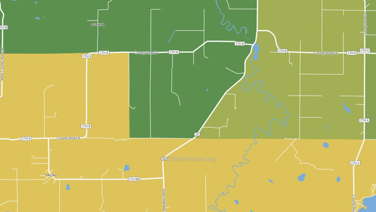 Dedham, WI Map of Drug-Related Crime Rates