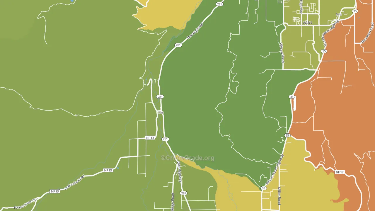 Dee, OR Map of Drug-Related Crime Rates