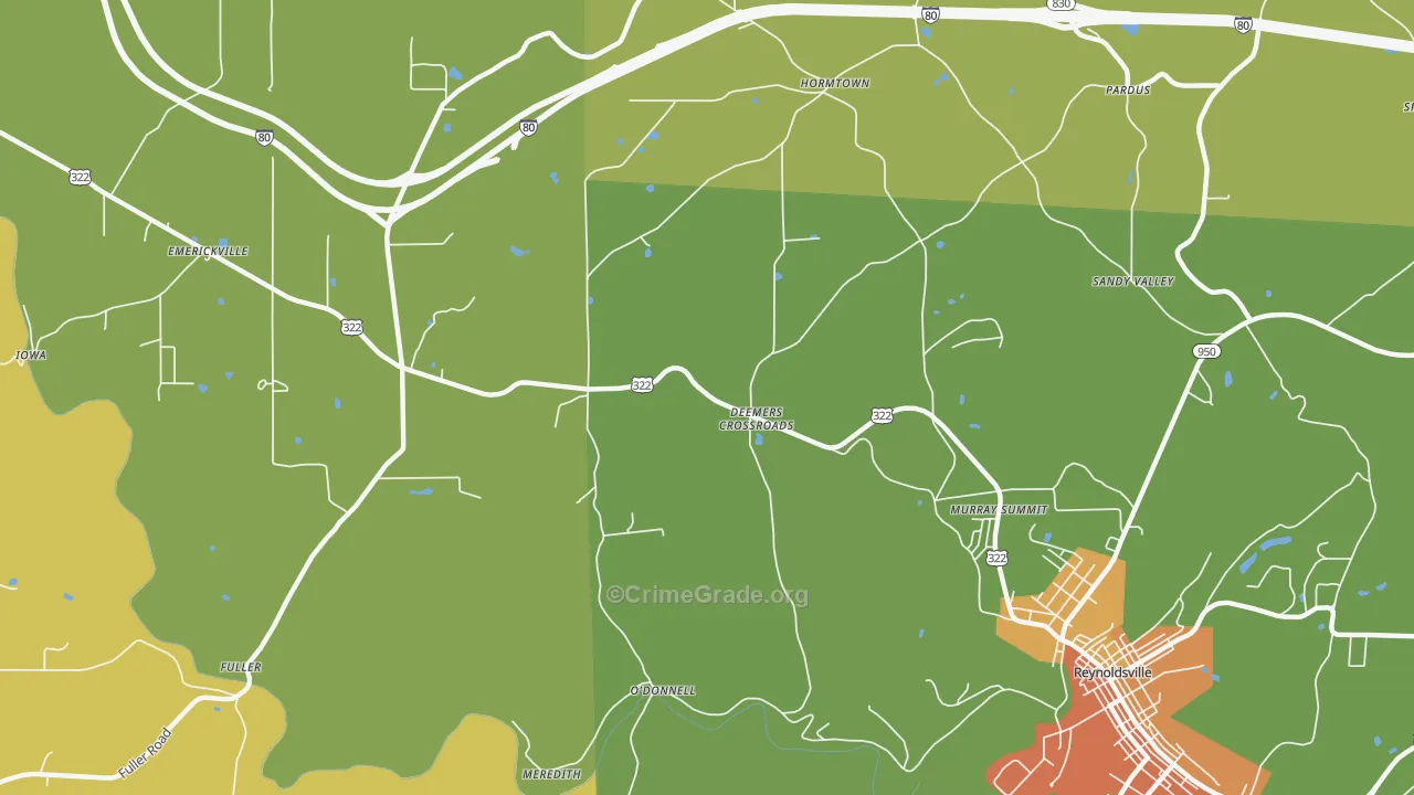 Deemers Cross Roads, PA Map of Drug-Related Crime Rates