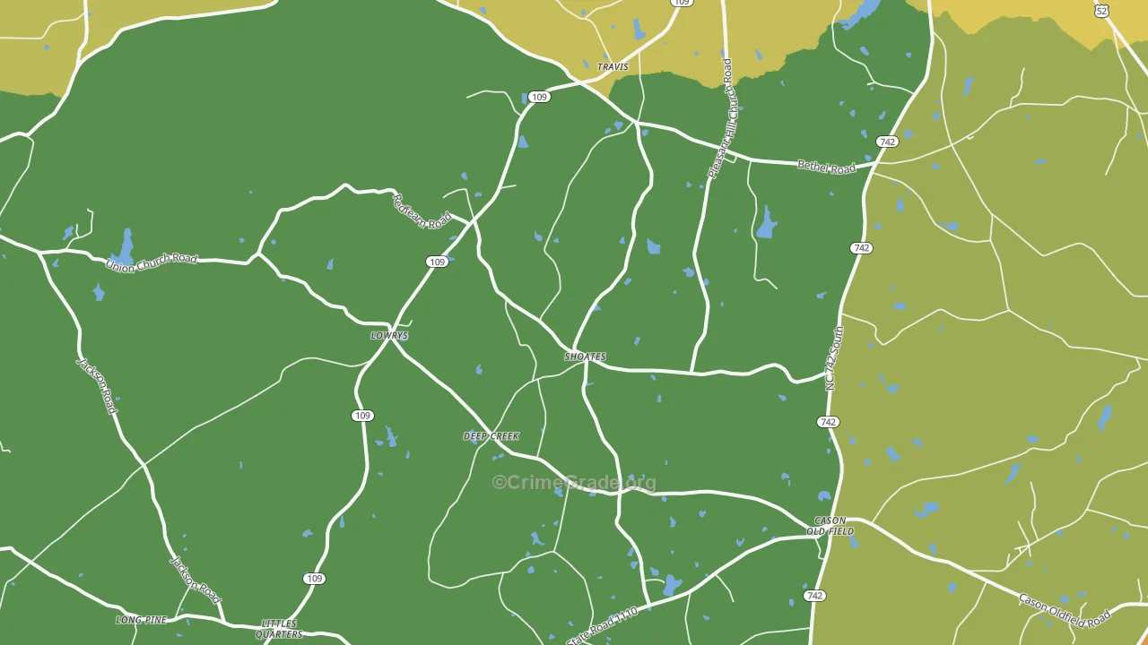 Deep Creek, NC Map of Drug-Related Crime Rates