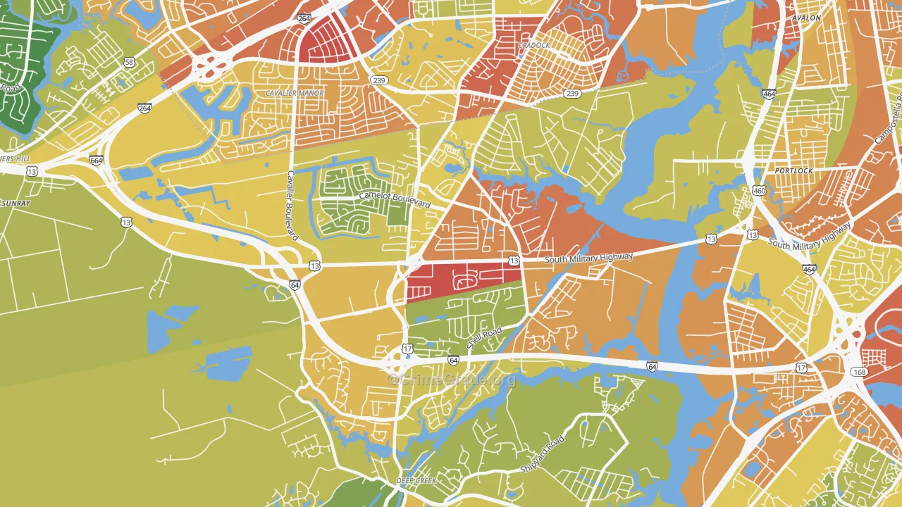 Deep Creek North, Chesapeake, VA Map of Drug-Related Crime Rates