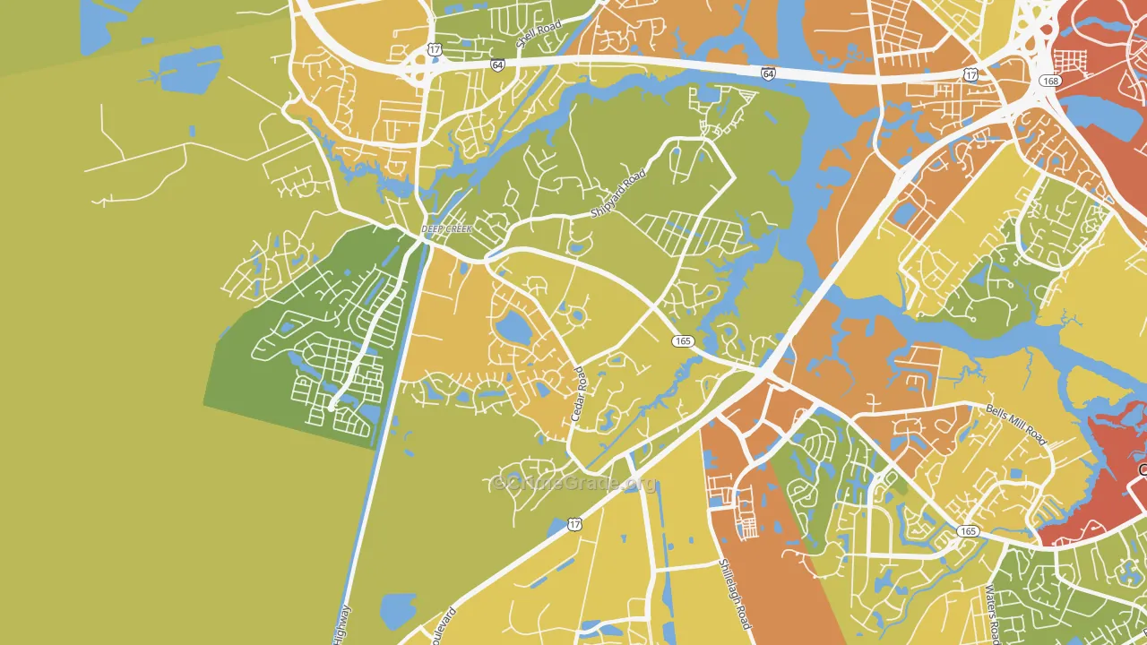 Deep Creek South, Chesapeake, VA Map of Drug-Related Crime Rates