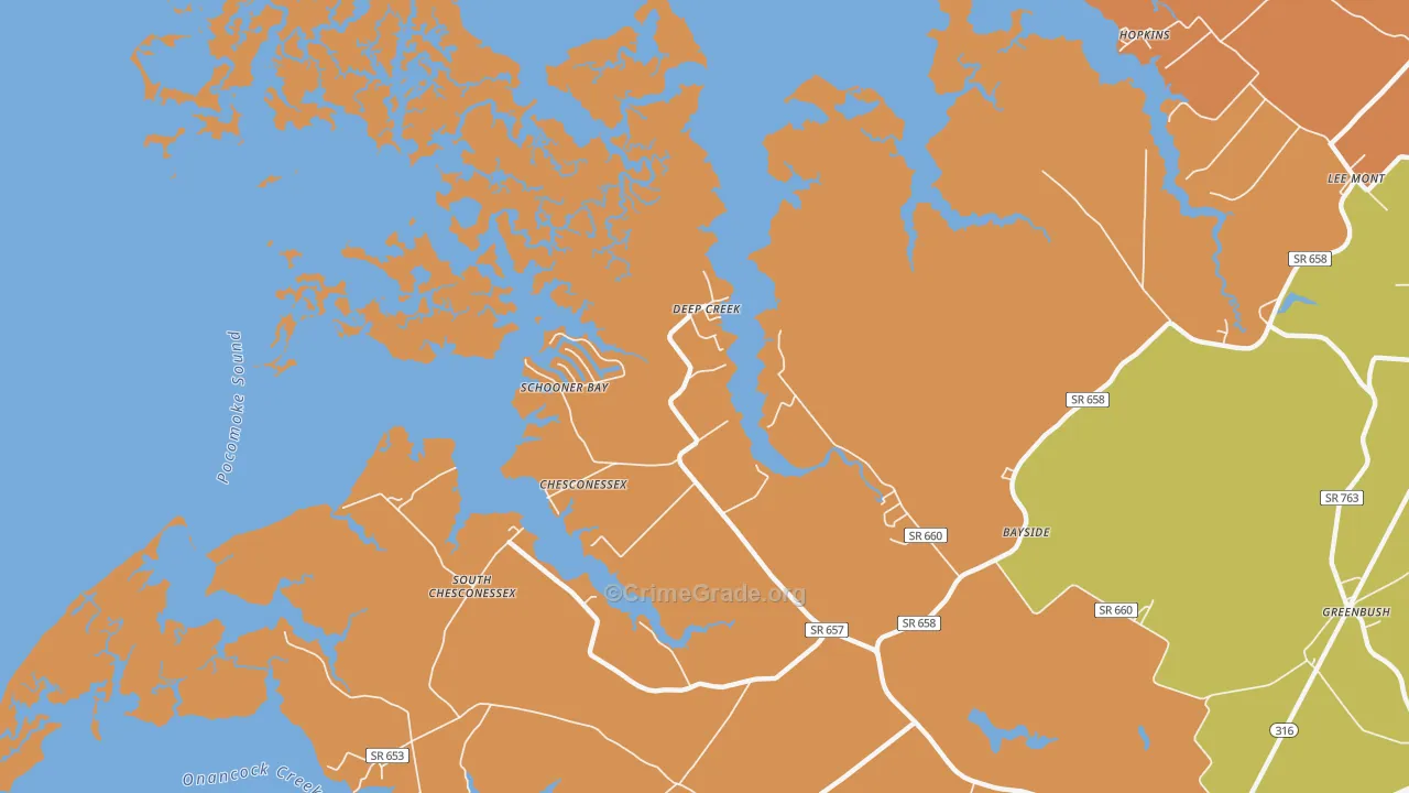 Deep Creek, VA Map of Drug-Related Crime Rates