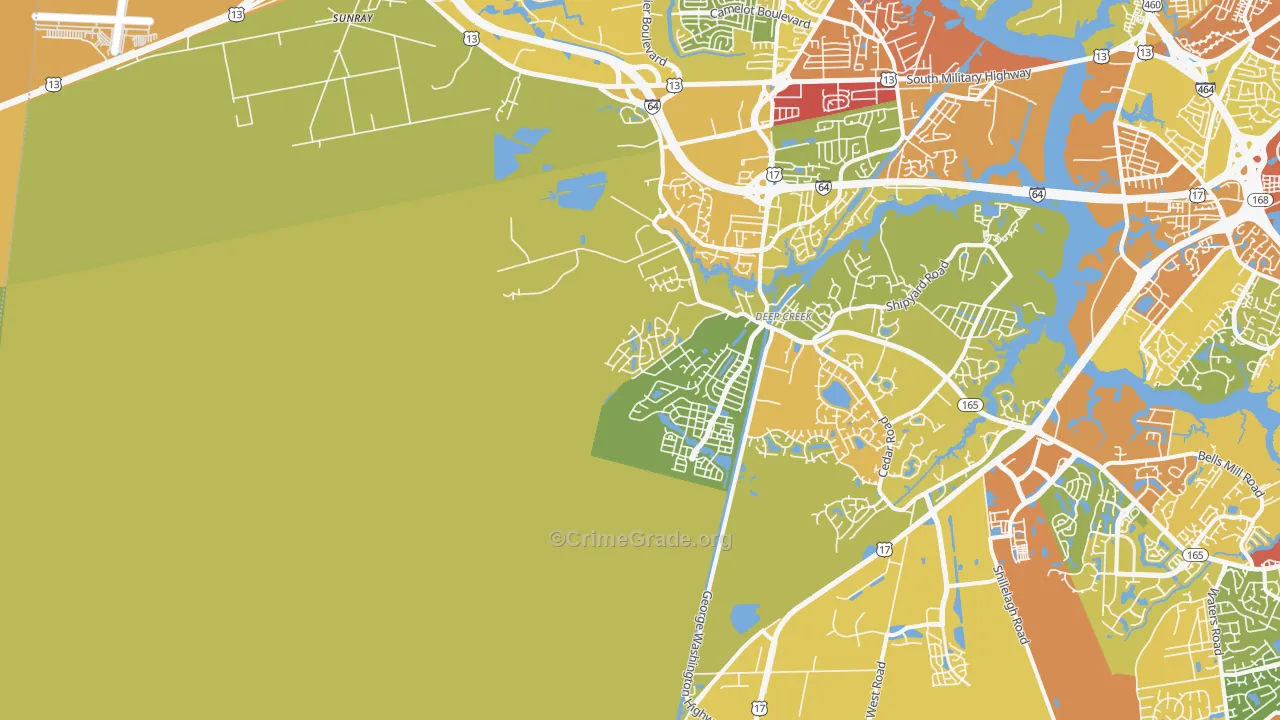 Deep Creek West, Chesapeake, VA Map of Drug-Related Crime Rates