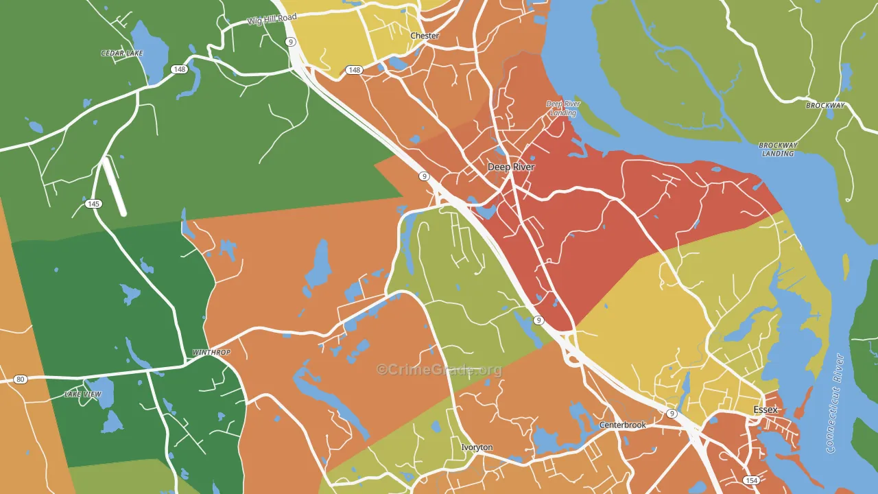 Deep River, CT Map of Drug-Related Crime Rates