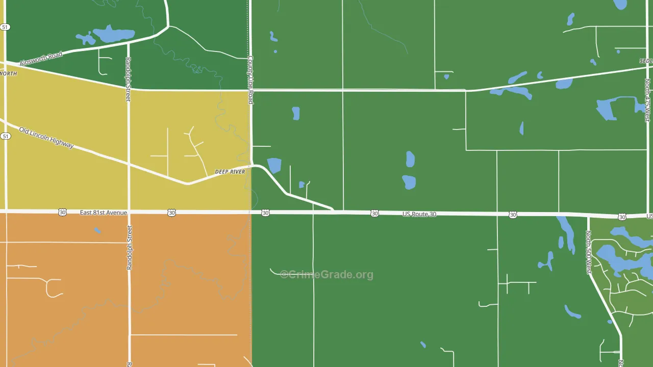 Deep River, IN Map of Drug-Related Crime Rates