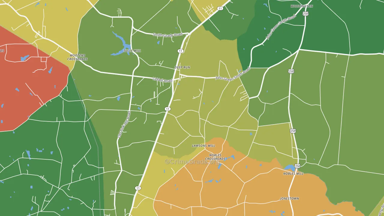 Deep Run, NC Map of Drug-Related Crime Rates