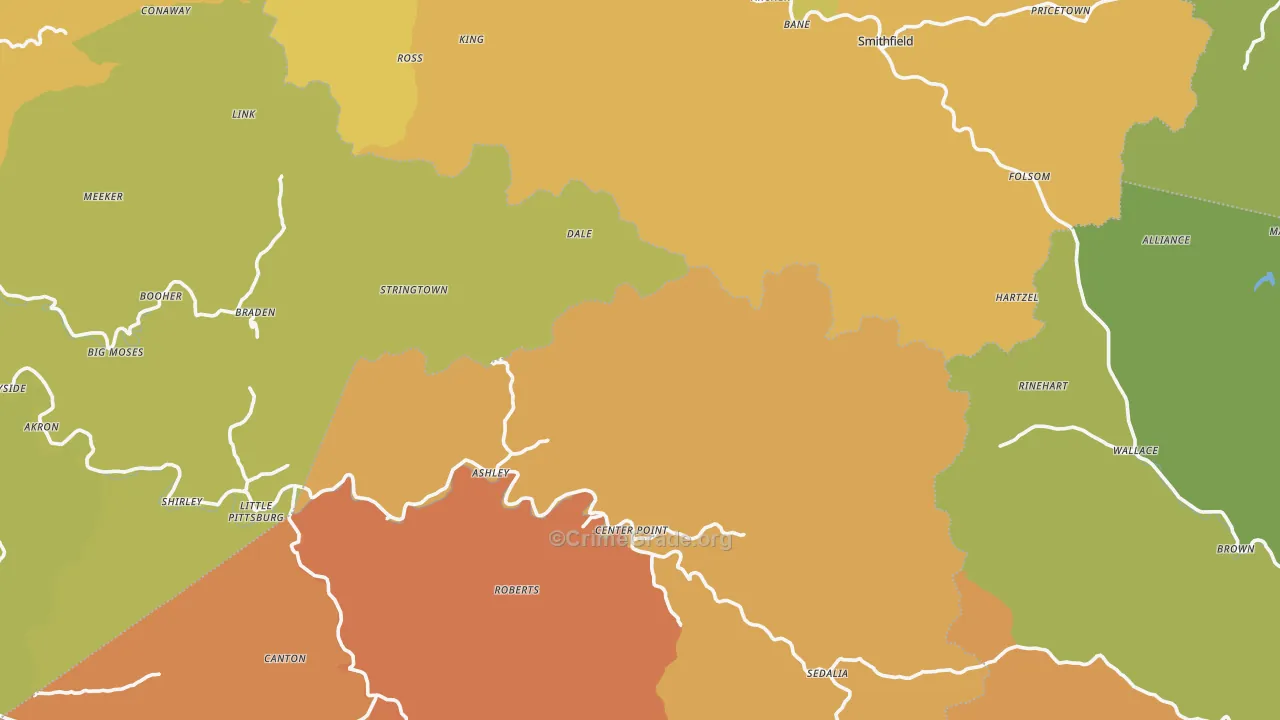 Deep Valley, WV Map of Drug-Related Crime Rates