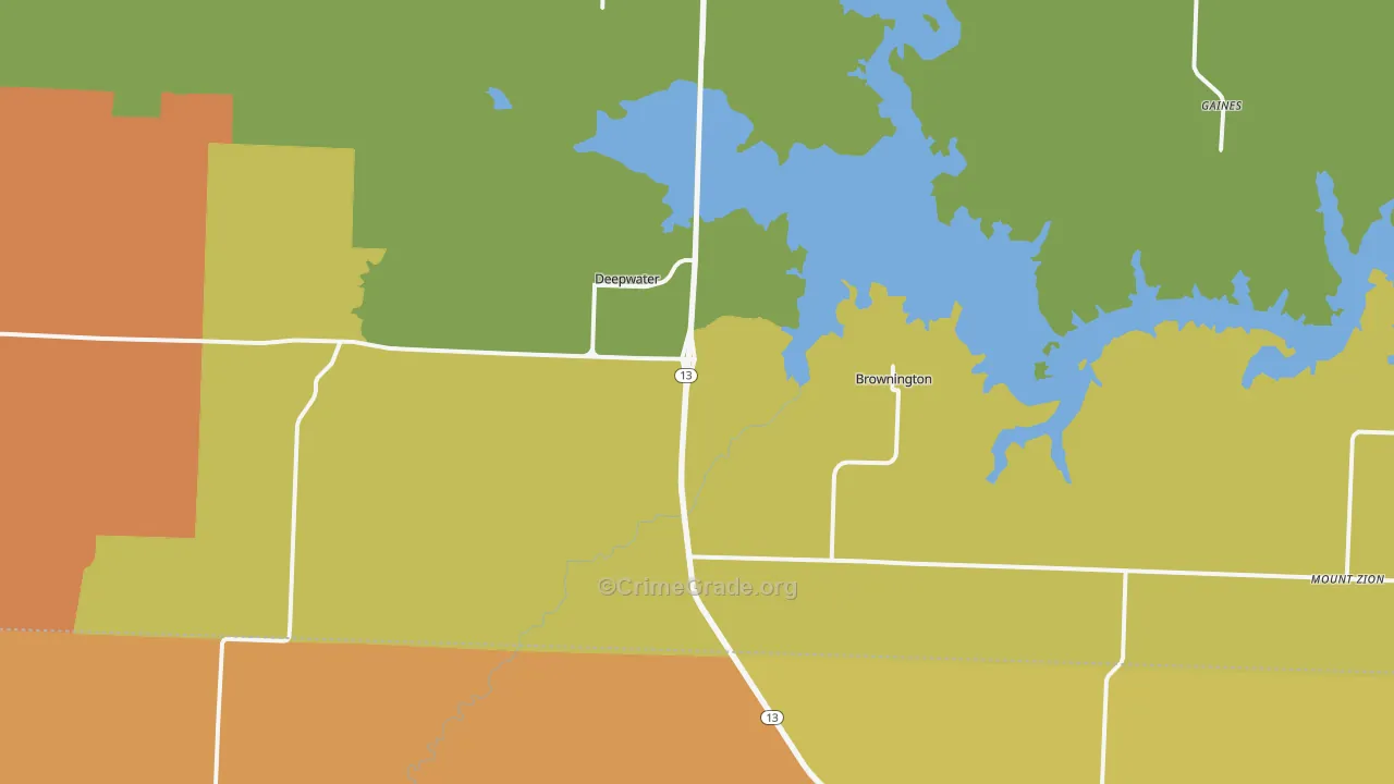 Deepwater, MO Map of Drug-Related Crime Rates