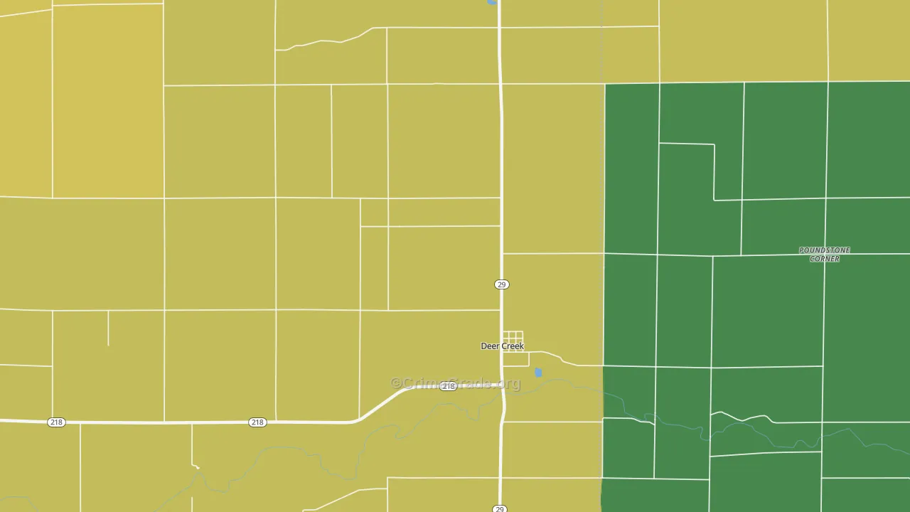 Deer Creek, IN Map of Drug-Related Crime Rates
