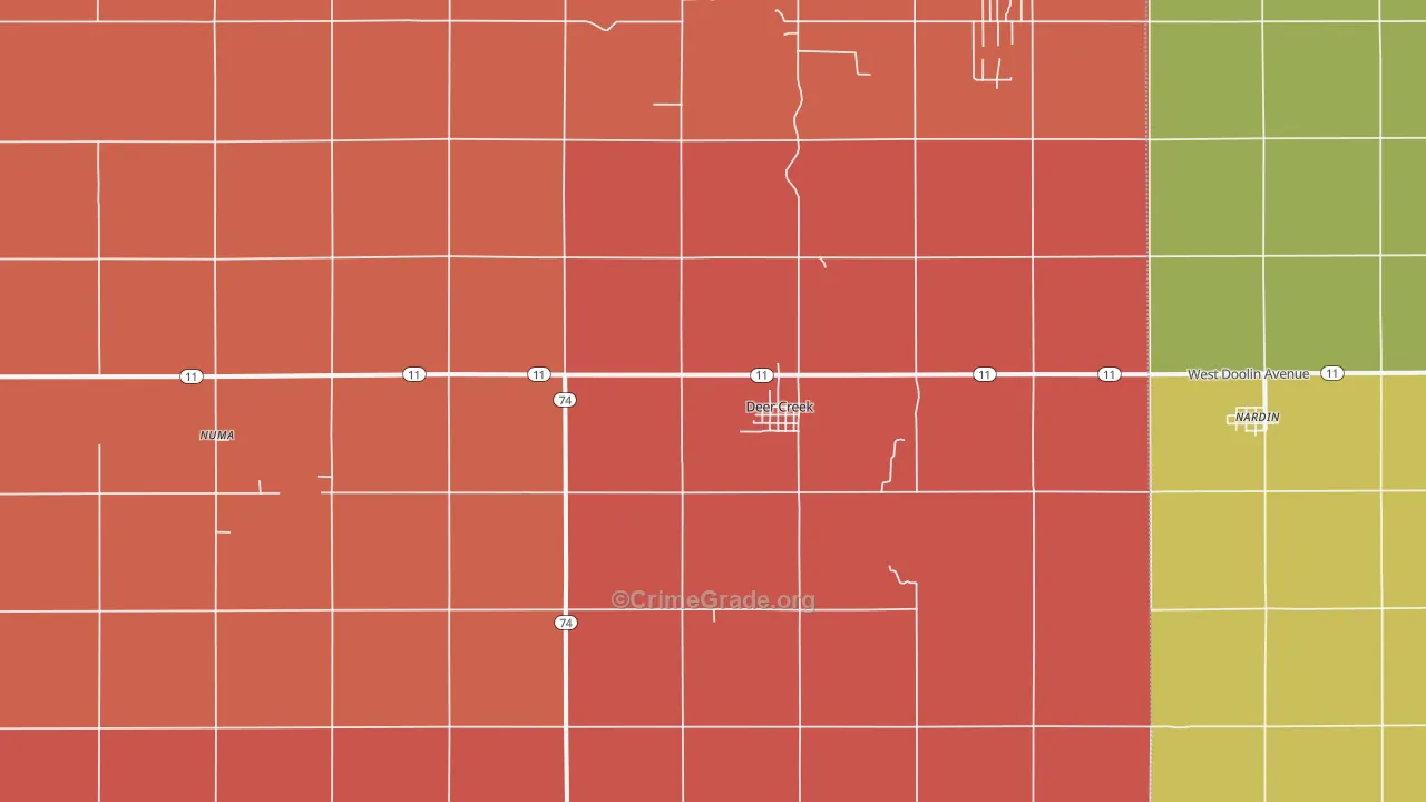 Deer Creek, OK Map of Drug-Related Crime Rates